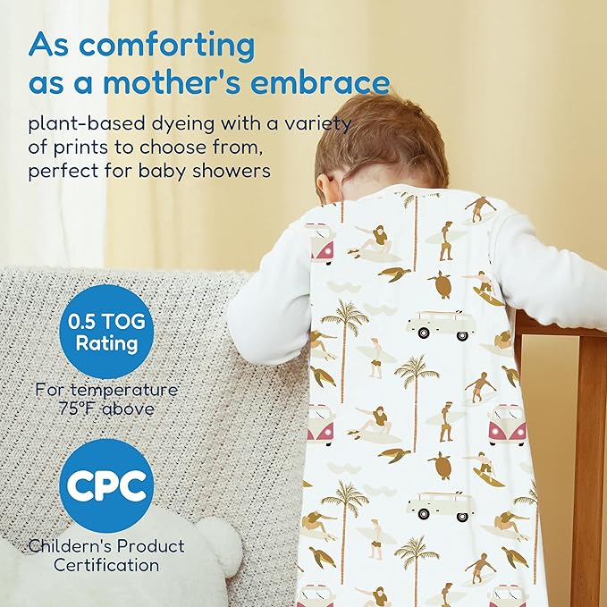 TotAha Sleep Sack 3 Pack, Breathable Sleep Bag for Infant Girl Boy, Wearable Blanket Baby Sleeping Sacks with 2-way Safe Zipper, 0.5 TOG