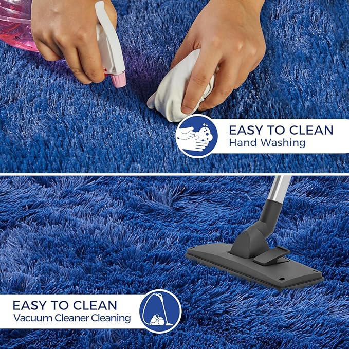 Ultra Soft Rug for Living Room, 3X5 Fluffy Shag Area Rug for Bedroom, Modern Shaggy Carpets Fuzzy Rug for Teens Dorm Nursery Home Decor Aesthetic, Upgrade Anti-Skid Durable, Blue