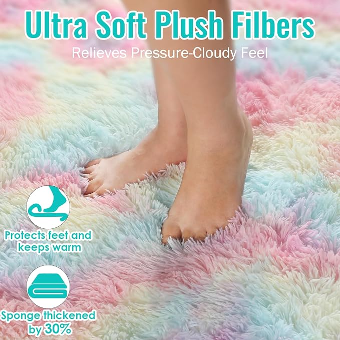 PAGISOFE 9x12 Rainbow Large Area Rug, Plush Rugs - Image 5