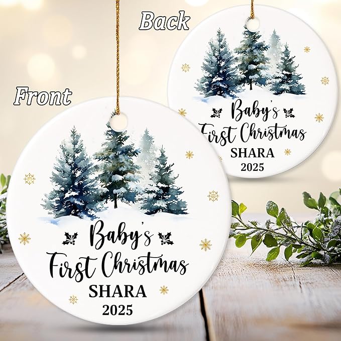 Personalized Baby First Christmas Ornament 2025 - Custom Newborn Keepsake - Sweet Gift for New Parents Mom Dad - Sweet Baby, Boy, Girls, Mom, Dad Holiday Celebration
