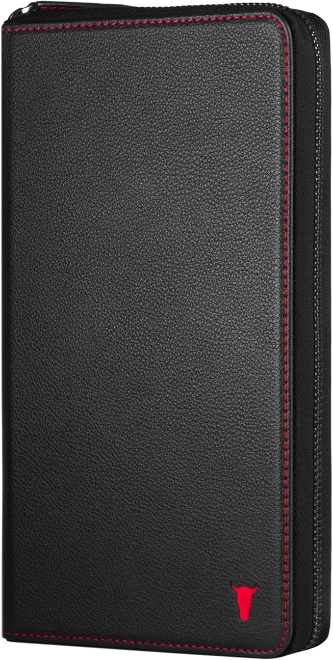 TORRO Premium Leather Family Travel Wallet, RFID Blocking Travel Organizer, Family Passport Holder for 4 Passports, Travel Documents and Cards (Black)