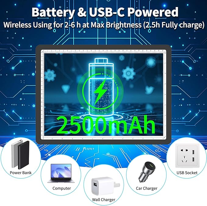 Phylosal Rechargeable A4 LED Light Pad with Built-in Stand, Magnetic Tracing Light Box for Drawing, Diamond Art Light Board with Side Button, Super Bright Light Table for Diamond Painting, Sketching