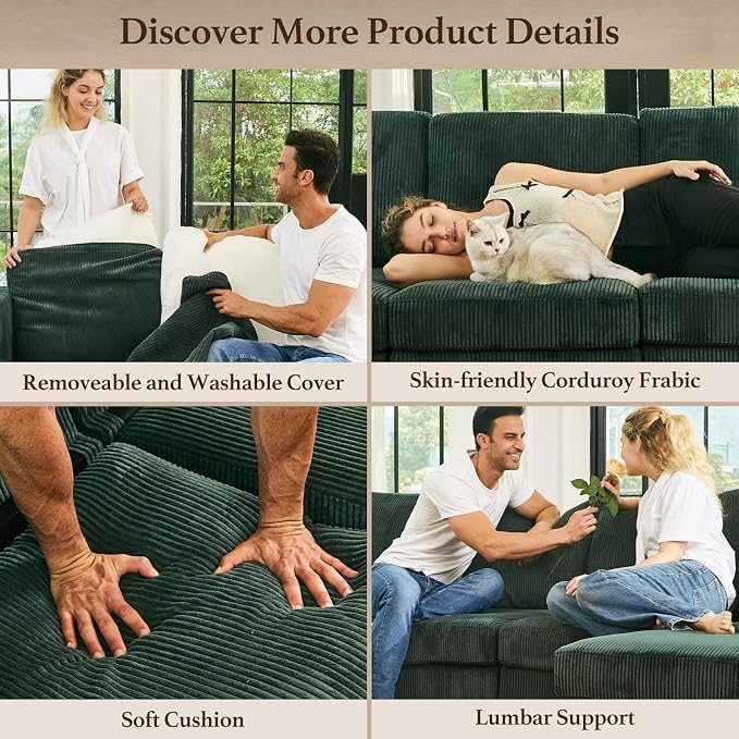 Belffin 114.2" 8 Seats Modular Sectional Sofa U Shaped Couch - Image 6