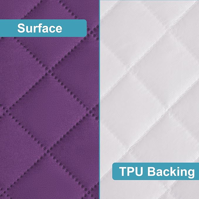 NTBAY 2 Pack Waterproof Crib Mattress Protector, Quilted 28"x52" Toddler Fitted Sheet - Machine Washable - Soft and Breathable Mattress Pad Cover for Crib, Nursery, Daycare, Cot, Purple