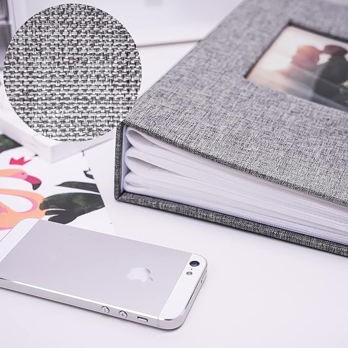 Vienrose Linen Photo Album 420 Pockets for 4x6 Photos Fabric Cover Photo Books Slip-in Picture Albums for Wedding Baby Vacation