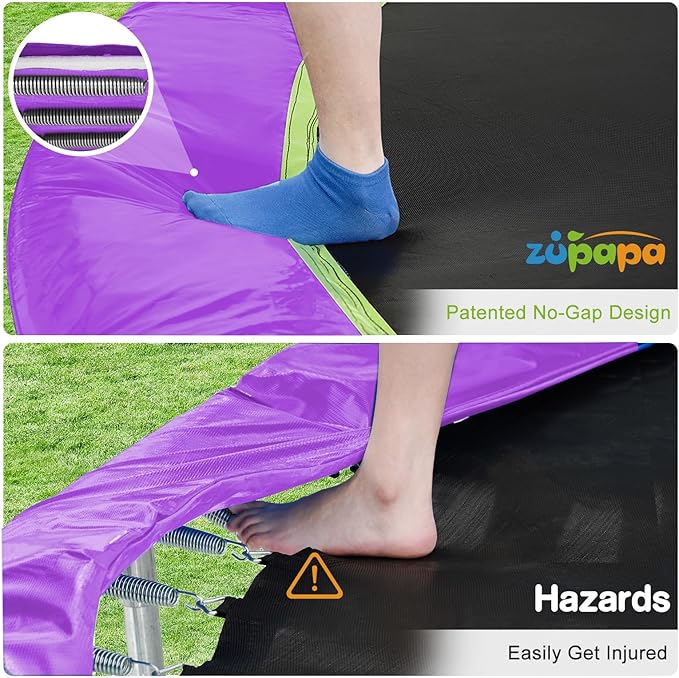 Zupapa 1800LBS Weight Capacity Double Frames Trampoline with No-Gap Design Curved Poles 16 15 14 12 10FT Trampolines with Enclosure Net for Kids Adults, Outdoor Family Fun