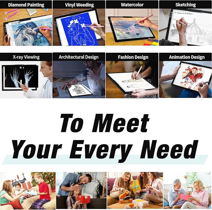 Zocelight Rechargeable A4 Light Box,led Light pad with Built-in Stand & Clip,6 Levels of Brightness Light Box for tracing,Diamond Painting.Light Table for Artists,Drawing,Sketching,Animation,X-ray