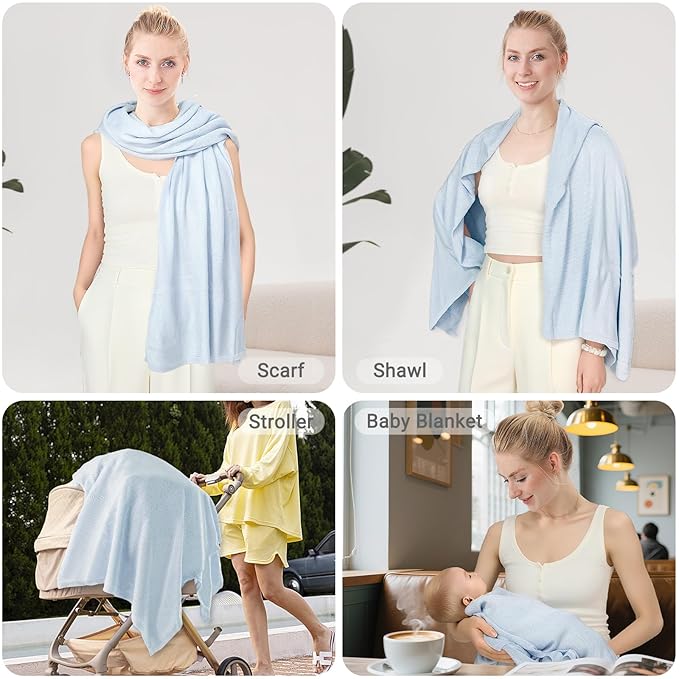 Nursing Cover for Breastfeeding – Privacy Breast Feeding Covers for Women – Soft Lyocell Fabric, Lightweight & Breathable – Multi-Use Scarf, Shawl, Baby Blanket – One Size – with Laundry Bag
