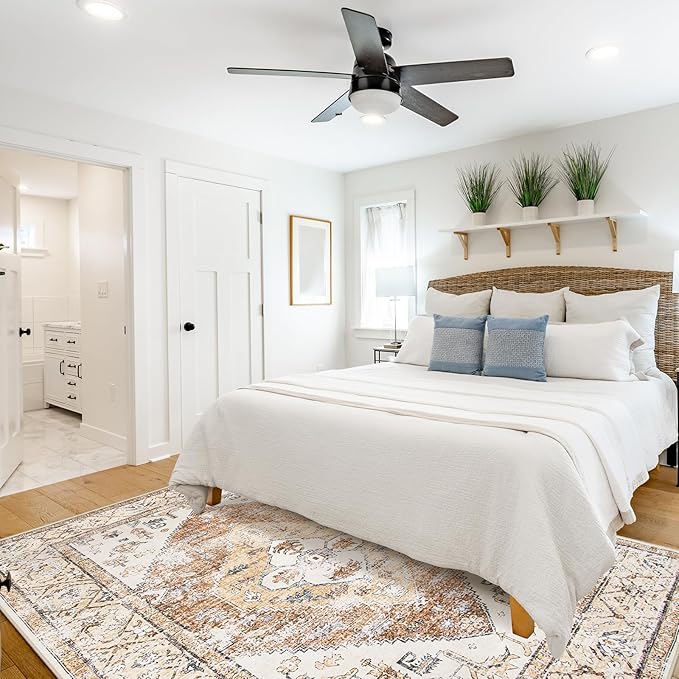 Lahome 9x12 Area Rugs for Living Room - Boho Non-Slip Washable Carpet Ultra-Thin Large Rug Lightweight Throw Foldable Dining Room Mat，Farmhouse Neutral Print Carpet for Bedroom Guest Room (Taupe)