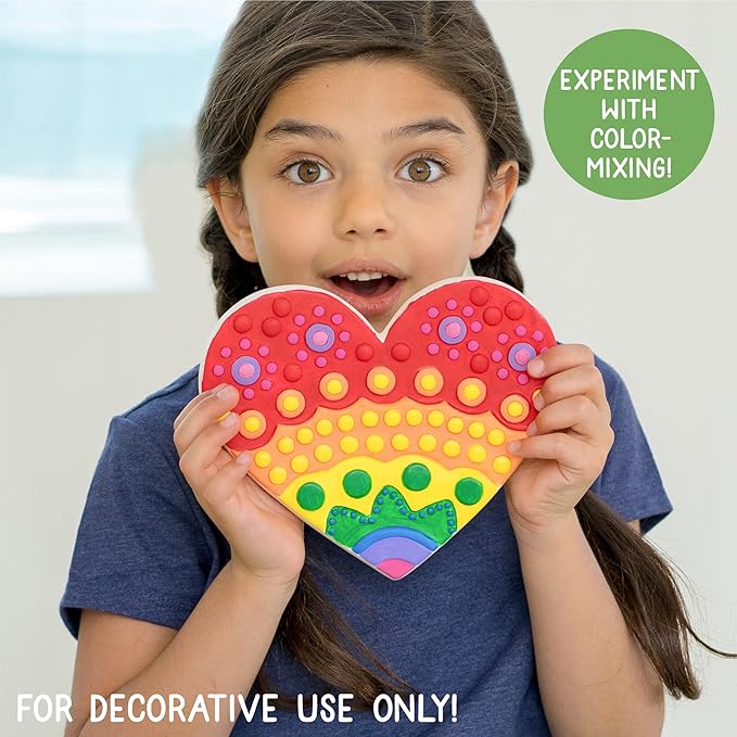 Creative Roots Paint Your Own Stepping Stones Multipack with Butterfly, Unicorn, & Heart, 3 Ceramic Stepping Stones (7 Inch Each), 18 Acrylic Paints, 3 Paintbrushes, Ages 8+