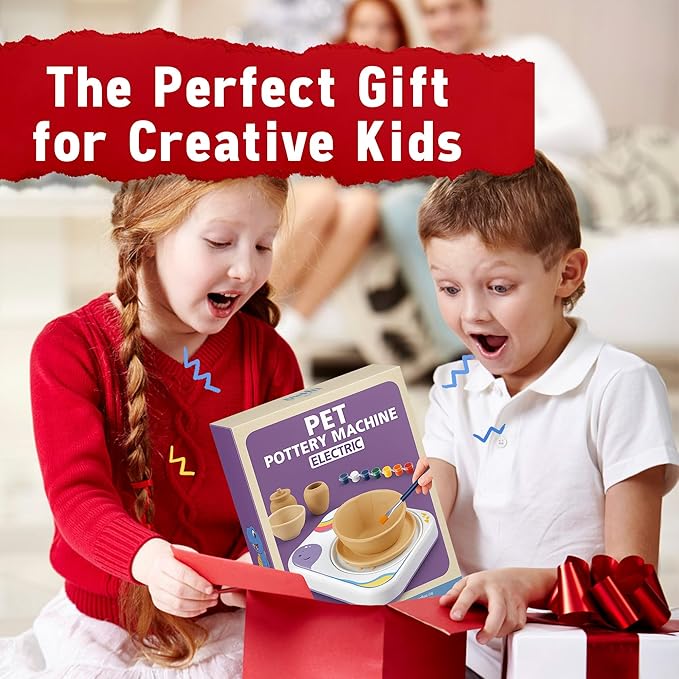 ROHSCE Ceramic Pottery Wheel Kit, Clay and Painting Set for Kids Creative Art Toys