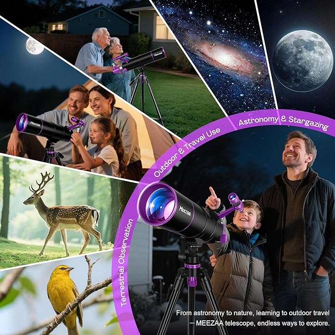 Telescope, Telescope for Adults High Powered, 90mm Aperture 550mm Portable Professional Refractor Telescopes for Kids & Astronomy Beginners with Tripod, Phone Adapter, Carry Bag & Moon Filter