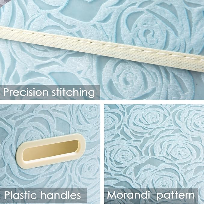 PRANDOM Larger Collapsible Storage Cubes with Lids Fabric Decorative Storage Bins Boxes Organizer Containers Baskets with Cover Handles for Bedroom Closet Living Room Blue 17.7x11.8x11.8 Inch 3 Pack