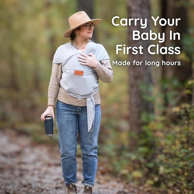 Baby Wrap Carrier - Premium Cotton Baby Carrier Wrap for Newborn to Toddler- Infant Carrier- Baby Holder One Size Fits All with Front Pocket (Grey) by Max&so