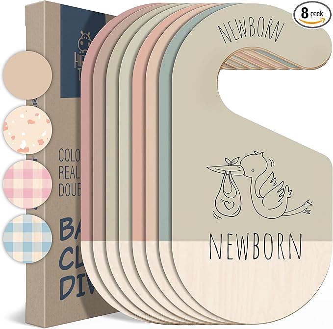 Baby Clothes Dividers For Closet - Wooden Baby Clothes Organizer Dividers for Boy & Girl, 8 Baby Closet Dividers by Size - Ideal Clothing Organizers