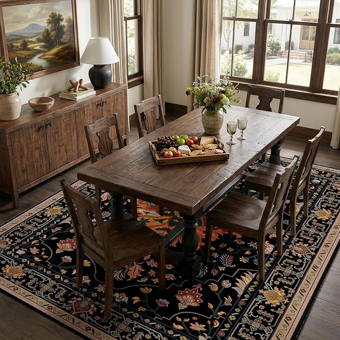 RELEANY Area Rugs 6'x9' Washable Non-Slip, Floral Vintage Distress Print - Image 3