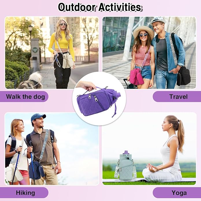 Water Bottle Carrier Bag with Strap, Water Bottle Holder Crossbody Bags for Women Men for Walking, Hiking,Cycling