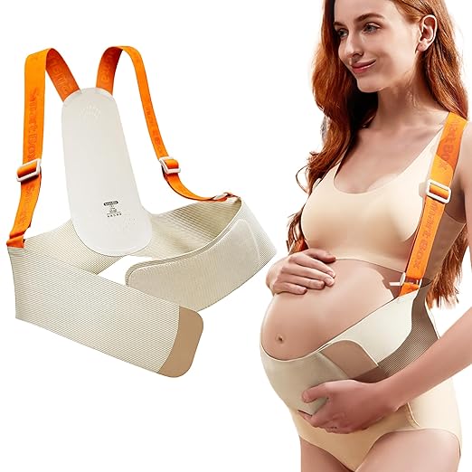 Upgranded Pregnancy Belly Band, Belly Support Belt for Pregnant Women with Adjustable Straps, Back Support, Waist Support Belt for Pregnancy (Orange, Large)