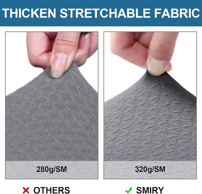 Smiry Waterproof Seat Covers for Dining Room Chairs Set of 8, Stretch Jacquard - Image 4