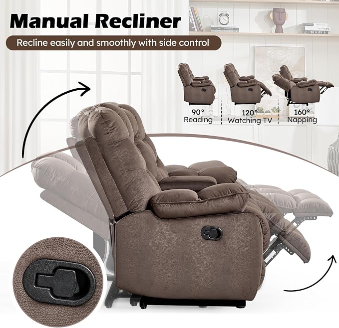 HAOMARKETS Manual Reclining Loveseat Sofa - Image 3
