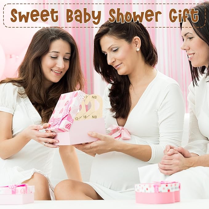 R HORSE Wooden Baby Closet Dividers - 8Pcs Double-Sided 3D Black Bow Baby Closet Organizer Newborn Clothes Size Hanger Dividers Nursery Decor Baby Shower Birthday Gift for Boy Girl (0-24 Months)