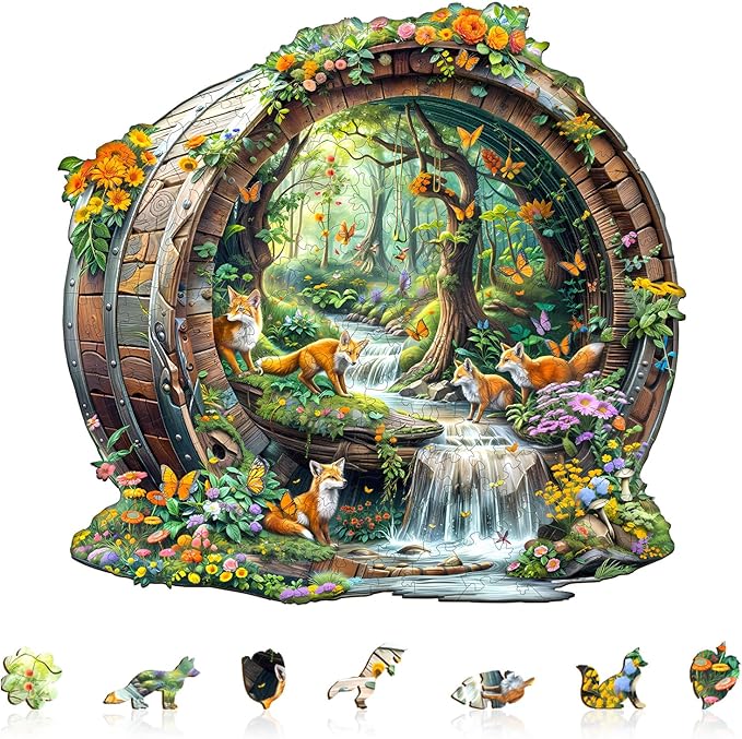 Wooden Puzzles for Adults, Fox Wooden Jigsaw Puzzle for Adults, Unique Animal Shape Wood Puzzles Adult, Birthday Party Gifts for Friends & Family Leisure Time Game Home Decor (XL)