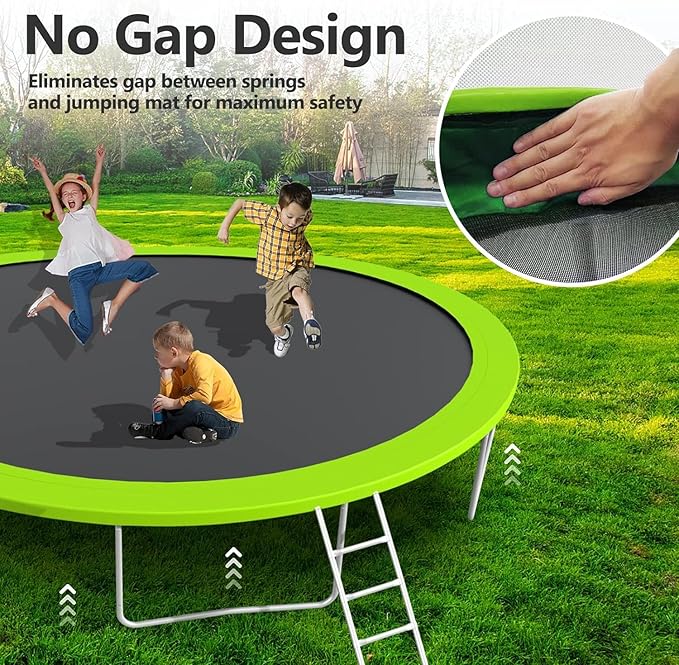 Upgraded 16FT 15FT 14FT 12FT 10FT 8FT Trampoline Outdoor with Basketball Hoop and Net, Capacity for 4-6 Kids and Adults