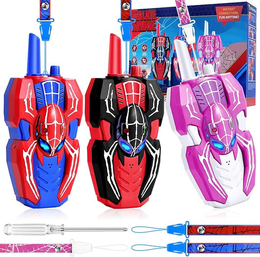 Vvinca Spider Walkie Talkies for Kids Toys Ages 3 4 5 6 7 8 9 10 Boys Girls 3 Pack Superhero Toys Lanyard Long Range Clear Sound Outdoor Game Camping Gear Spy Gadgets & Easter Christmas Birthday Gifts