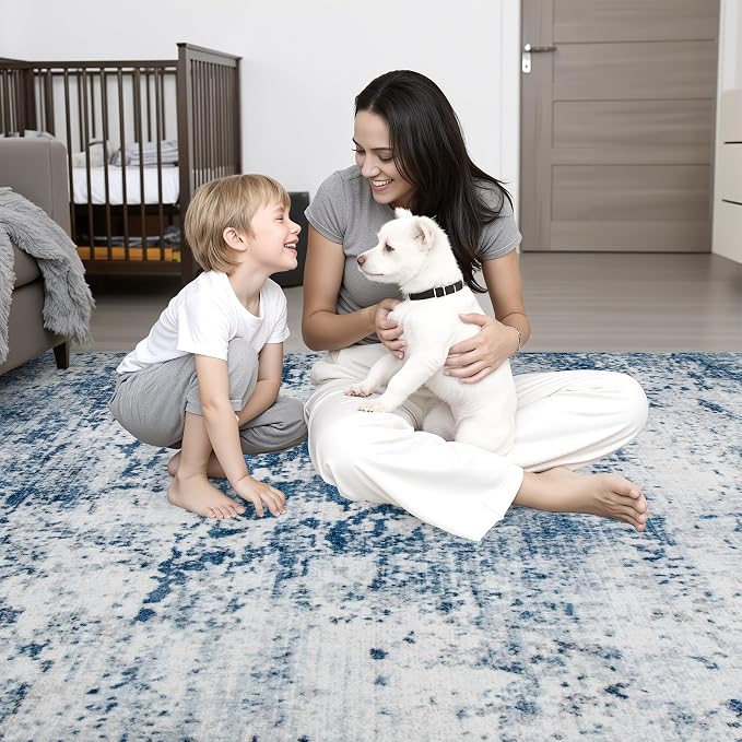 Washable Area Rug 3x14 Entryway Rug: Washable Modern Abstract Soft Thin Rug - Image 8