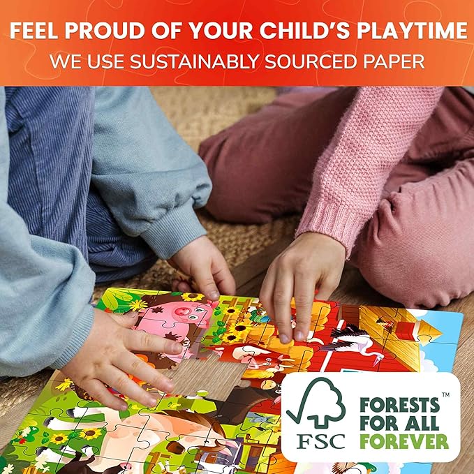 QUOKKA Puzzles for Kids Ages 4-6 – 4 x 48 Pieces Jigsaw Puzzles for Toddlers 2-4 – Children's Game Ages 3-5 for Learning Farm Animals – Educational Preschool Toy for Boys and Girls 4-8 Years Old