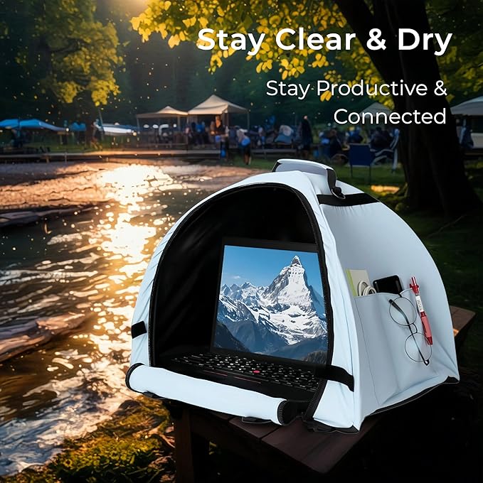 Laptop Sunshade Tent & Bag Portable Case for Working Outside | Anti-Glare | Water Resistant | for 13-18 inch Laptop| Portable Privacy Screen Hood | Cubicle Shade for Laptop