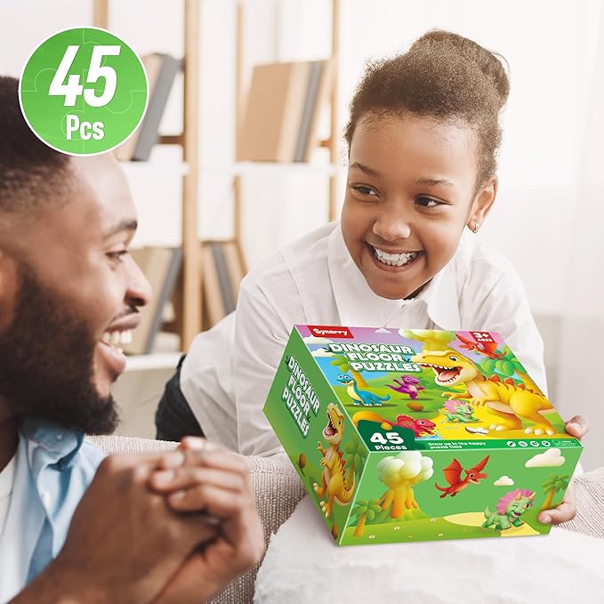 SYNARRY Dinosaur Floor Puzzles for Kids Ages 4-6, Large 45 Piece Floor Puzzles for Kids Ages 3-5, Dinosaur Puzzles for 4-8 Years Old, Dino Toys Gifts for 3 4 5 6 7 8 Years Old Boys Girls Child