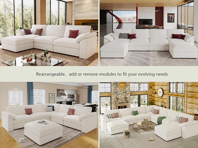 EASE MOOSE Oversized Sectional Modular Sofa，Comfty U Shape Sectional FSC - Image 5