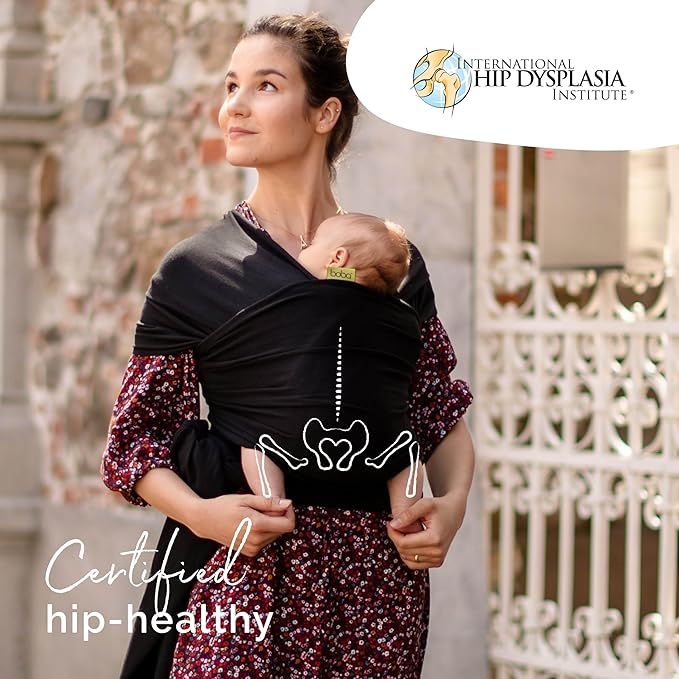 Boba Baby Wrap Carrier – Original Baby Sling Carrier for Newborns (7–35 lbs), Soft, Secure, Hands-Free & Ergonomic, Ideal for Comfortable Bonding, New Parents (Black)