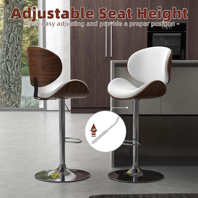 civama Bar Stools Set of 6 for Kitchen Counter, Adjustable Bar Height Chairs - Image 3