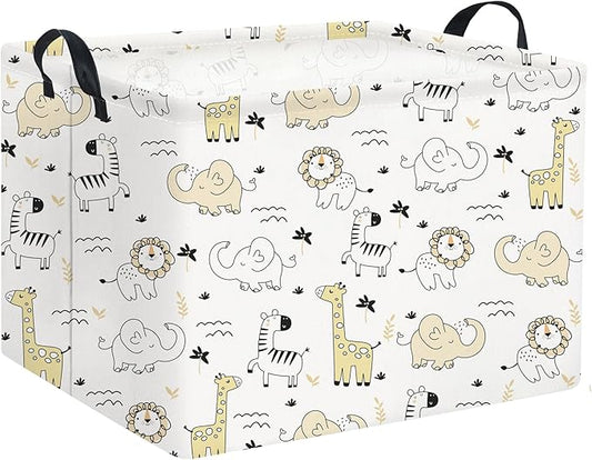 HIYAGON Baby Baskets kids Toy Basket for Boy and Girls Woodland Gift Basket Empty Cute Storage Bin Organizer Box Rectangular Animal Room Decor for Books(Animal)