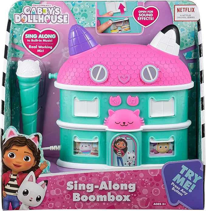 eKids Sing Along Boom Box Speaker with Microphone, Kids Karaoke Machine with Built in Music (Gabby)