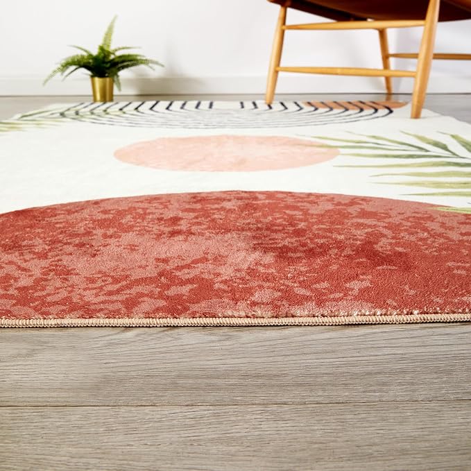 RoomTalks Mid Century Modern Washable Rug, Boho Cute Aesthetic 6x9 Area Rugs - Image 5