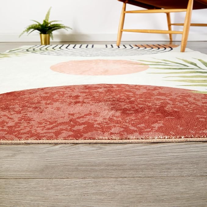 RoomTalks Mid Century Modern Washable Rug, Boho Cute Aesthetic 4x6 Area Rugs - Image 7