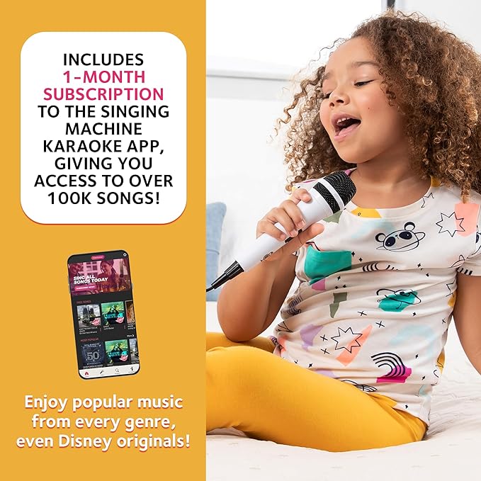 Portable Karaoke Machine for Adults & Kids - Built-In Speaker, Bluetooth, LED Lights, Wired Mic - With Voice Changing Effects