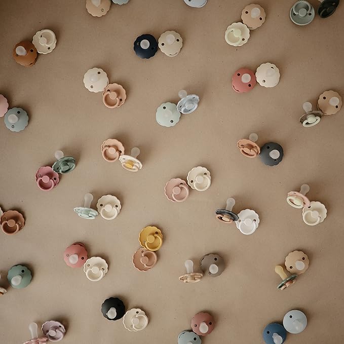 FRIGG Daisy SilkySoft Silicone Baby Pacifier | Made in Denmark | BPA-Free (Aurora/Bright White, 6-18 Months)