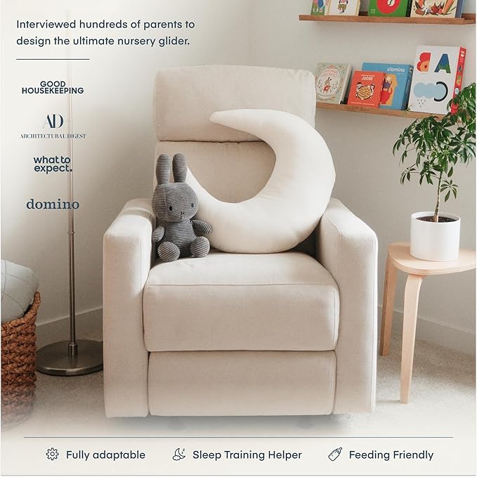 Nurture& The Glider – Premium Power Recliner Nursery Chair with Stationary Headrest | Designed for Comfort and Simplicity | Built-in USB Charger