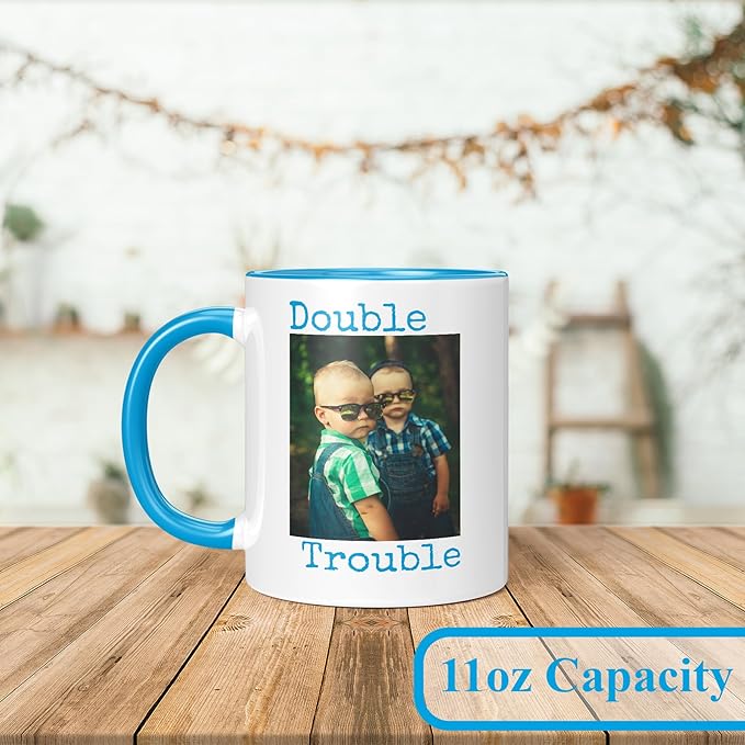 Personalized Mother's Day Coffee Mug, Custom Mum Photo Text 11 Oz Ceramic Mug, Customized Mom Gift Idea Picture Name Cup, Taza Cafe Personalizadas Fotos, Cute Gifts Mom Women Dad Men, Light Blue