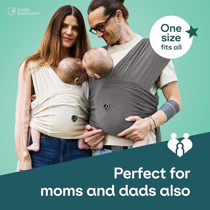 Koala Babycare Baby Carrier Wrap, Easy to Wear As a T-Shirt - Original Baby Carrier Newborn to Toddler - Sling One Size Fits All - Baby Wraps Carrier Up to 22lbs