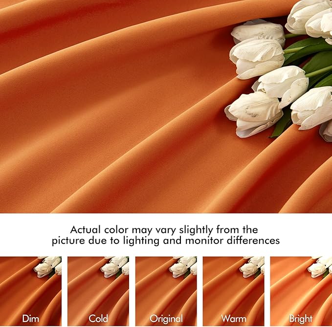 MIULEE Orange Back Tab Blackout Curtains 90 Inch Long 2 Panels Set for Living Room Bedroom Privacy, Rod Pocket/Pinch Pleated Fall Thermal Insulated Room Darkening Light Blocking Curtain, 52 x 90 Inch