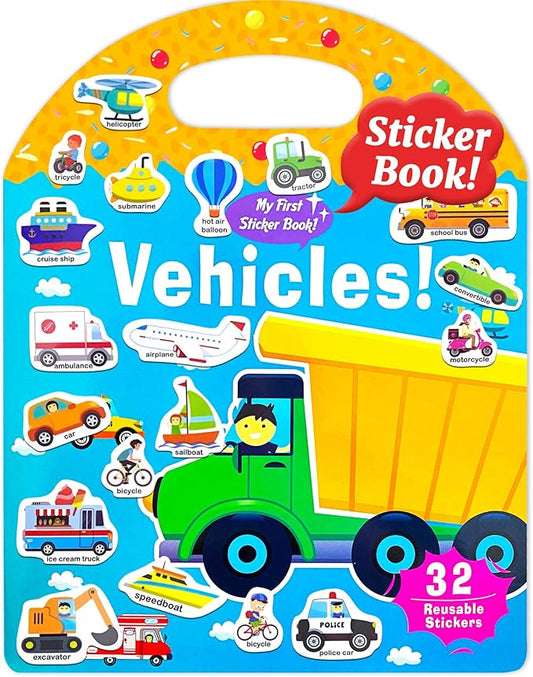 Benresive Reusable Sticker Book for Toddlers 2-4 Years, Fun Travel Stickers for Kids, Waterproof Sticker Books for Toddlers 1-3, Crafts Activities for Todddlers 1-3 2-4 3-5 - Transport