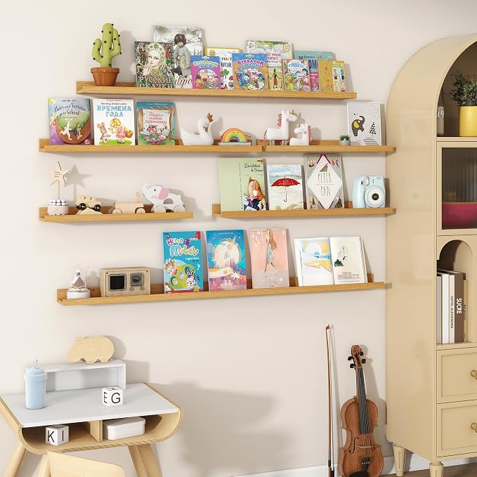 Fun Memories Picture Ledge Shelves Set of 2, 36 Inch Rustic Wall Mounted - Image 6