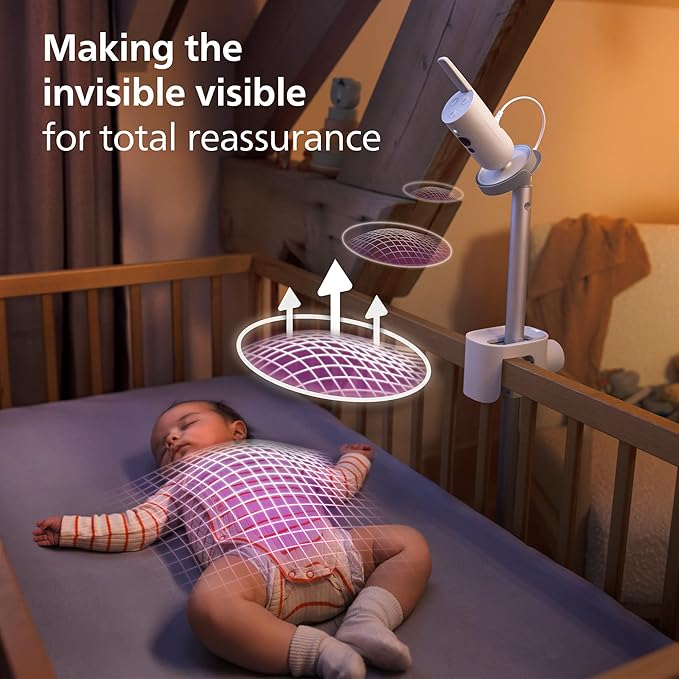 Philips Avent Premium Connected Baby Monitor, with 1080p Camera and App, SenseIQ Sleep and Breathing Rate Tracking, Cry Detection and Translation, Day and Night View, Two-way True Talk Back, SCD973/37
