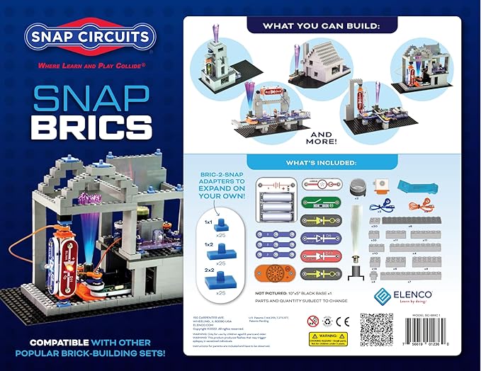Snap Circuits BRIC: Structures | Brick & Electronics Exploration Kit | Over 20 Stem & Brick Projects | Full Color Project Manual | 20 Parts | 75 BRIC-2-Snap Adapters | 140+ BRICs