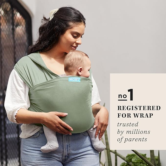 Moby Baby Wrap Carrier Classic for Newborns to Toddlers (8-33lbs), Infant Sling Carrier, Lightweight & Hands Free Design, Adjustable for All Body Types (Pear)